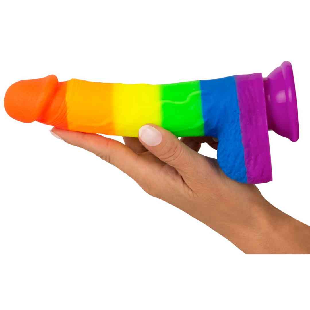 Naturdildo in Regenbogenfarben