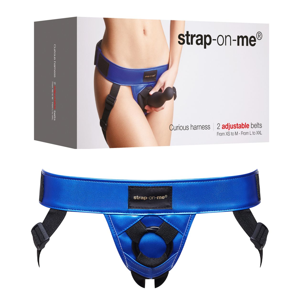 Strap-on-me - Leatherette Harness Curious Metallic Blue