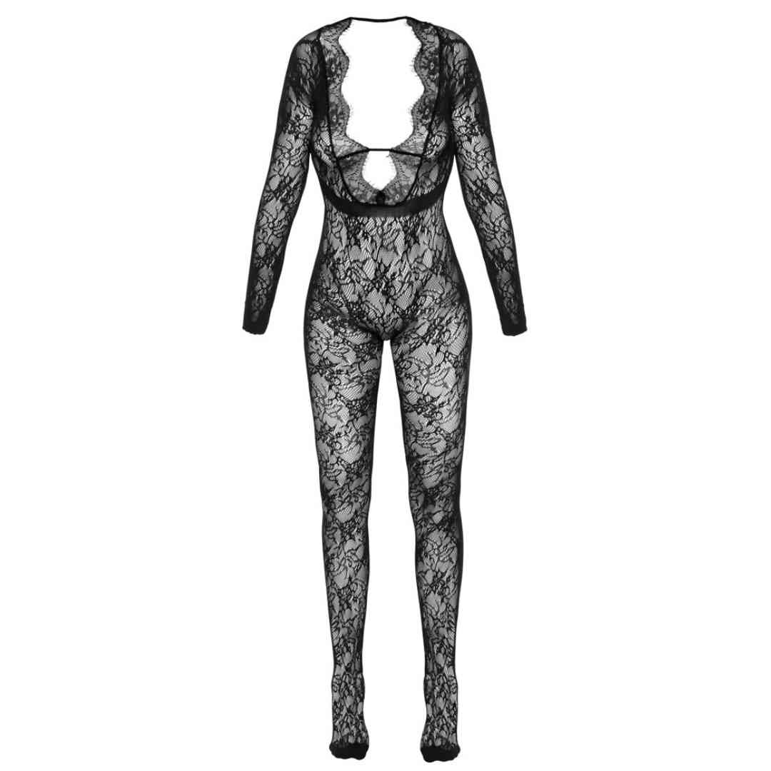 Langarm-Catsuit ouvert in Spitzenoptik