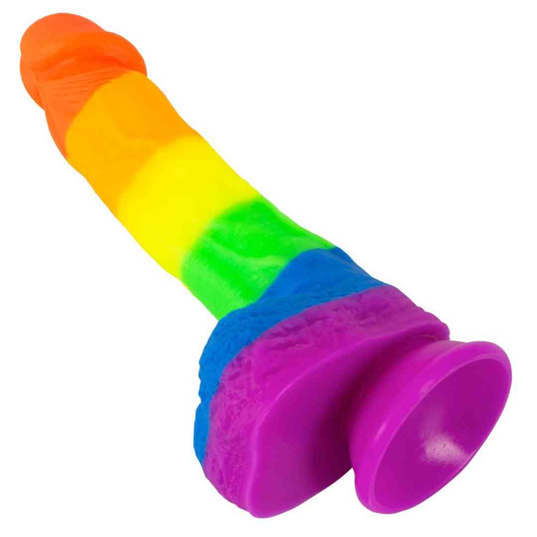 Naturdildo in Regenbogenfarben