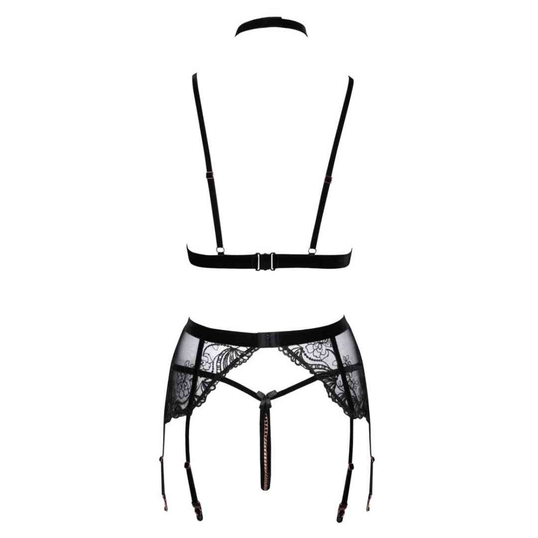 Strapsgürtel und String ouvert vereint im elegant erotischen Straps-Set