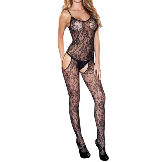 Bodystocking Ouvert in floraler Spitze