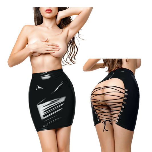 GLOSSY - Wetlook Minirock mit Slip