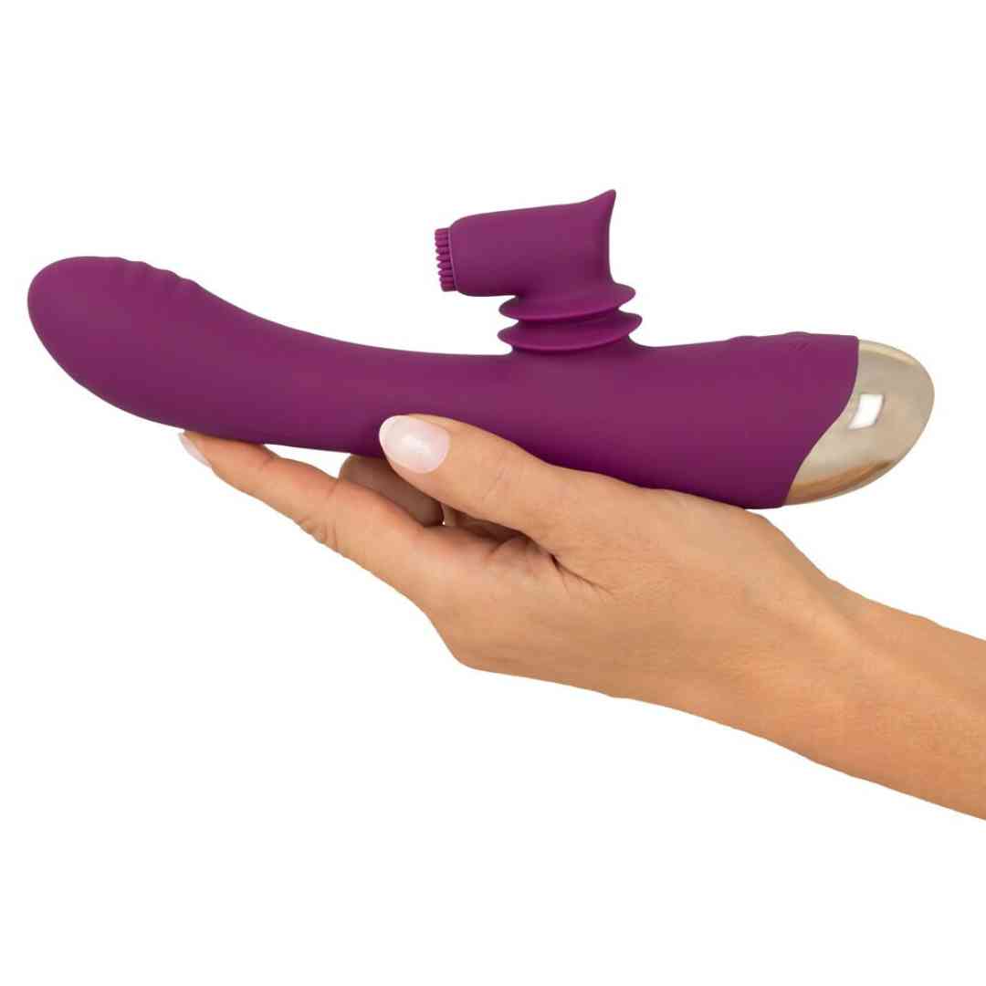  handliche 2 Function Vibrator with Moving Clitoris Tickler 