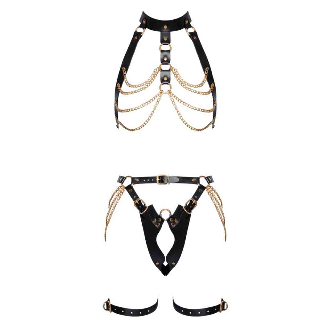 2-teiliges Harness-Set aus Leder