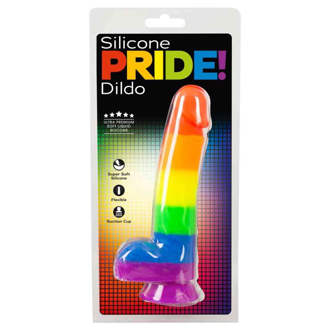 Naturdildo in Regenbogenfarben