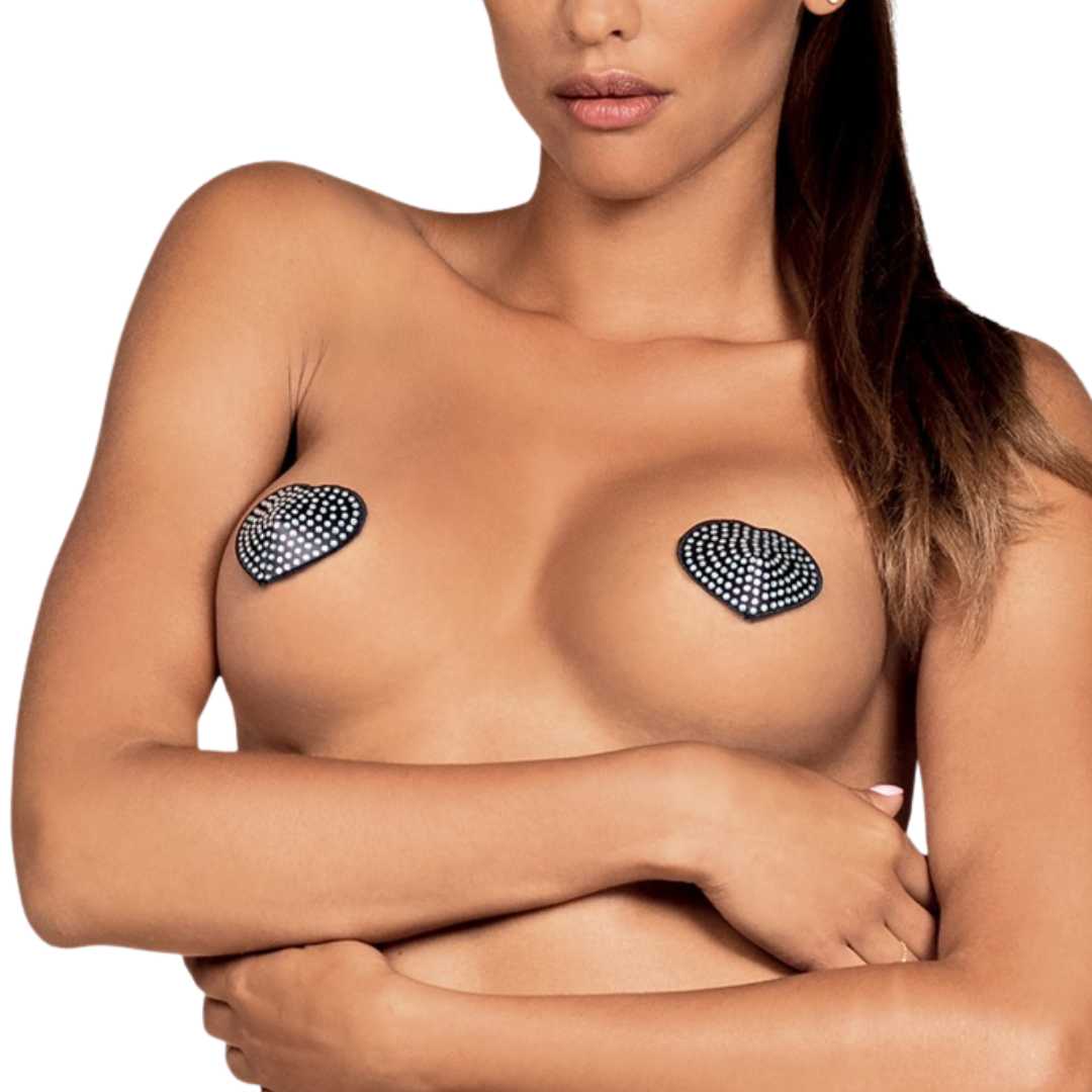 Herzförmige Nippelhüllen mit Kristallen