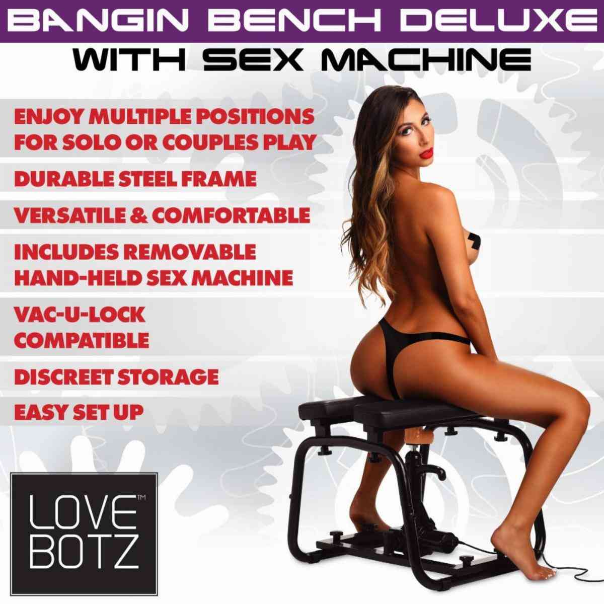 Frau auf Multispeed-Sexmaschine mit Bank "Deluxe Bangin"