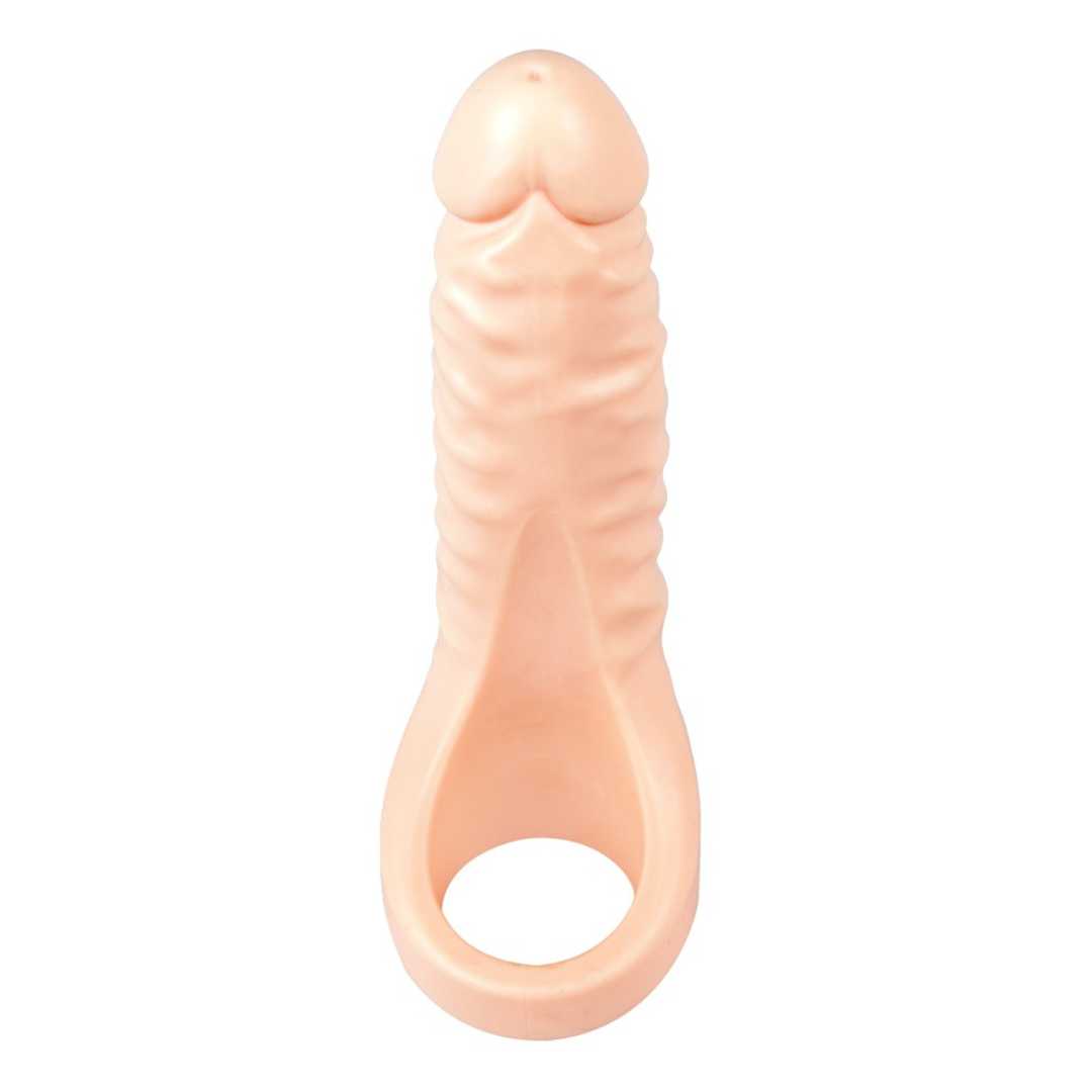 Penis-/Hodenring „Double Fucker“ mit flexiblem Naturdildo