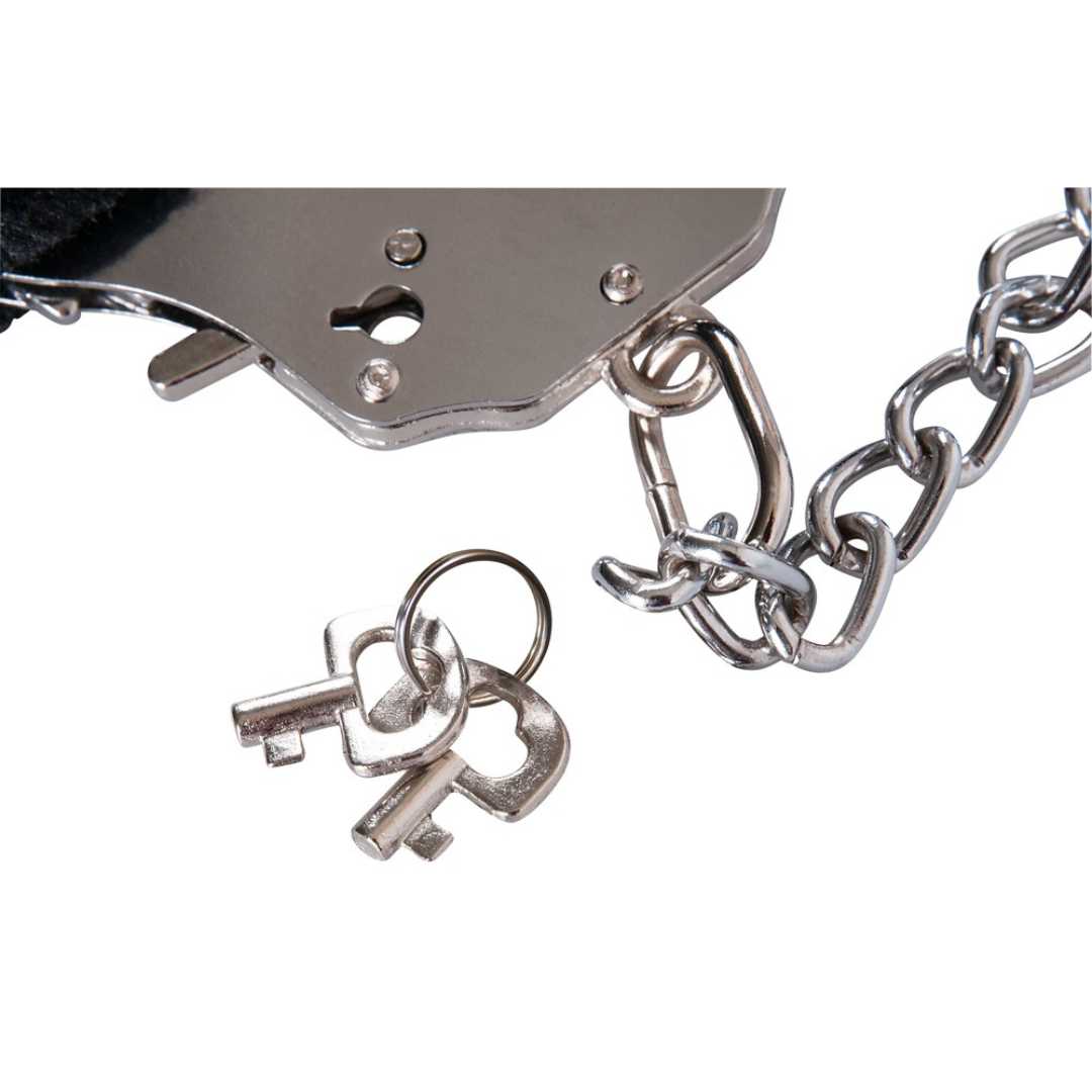 Handschellen „the bigger handcuffs“ mit Plüsch und langer Kette