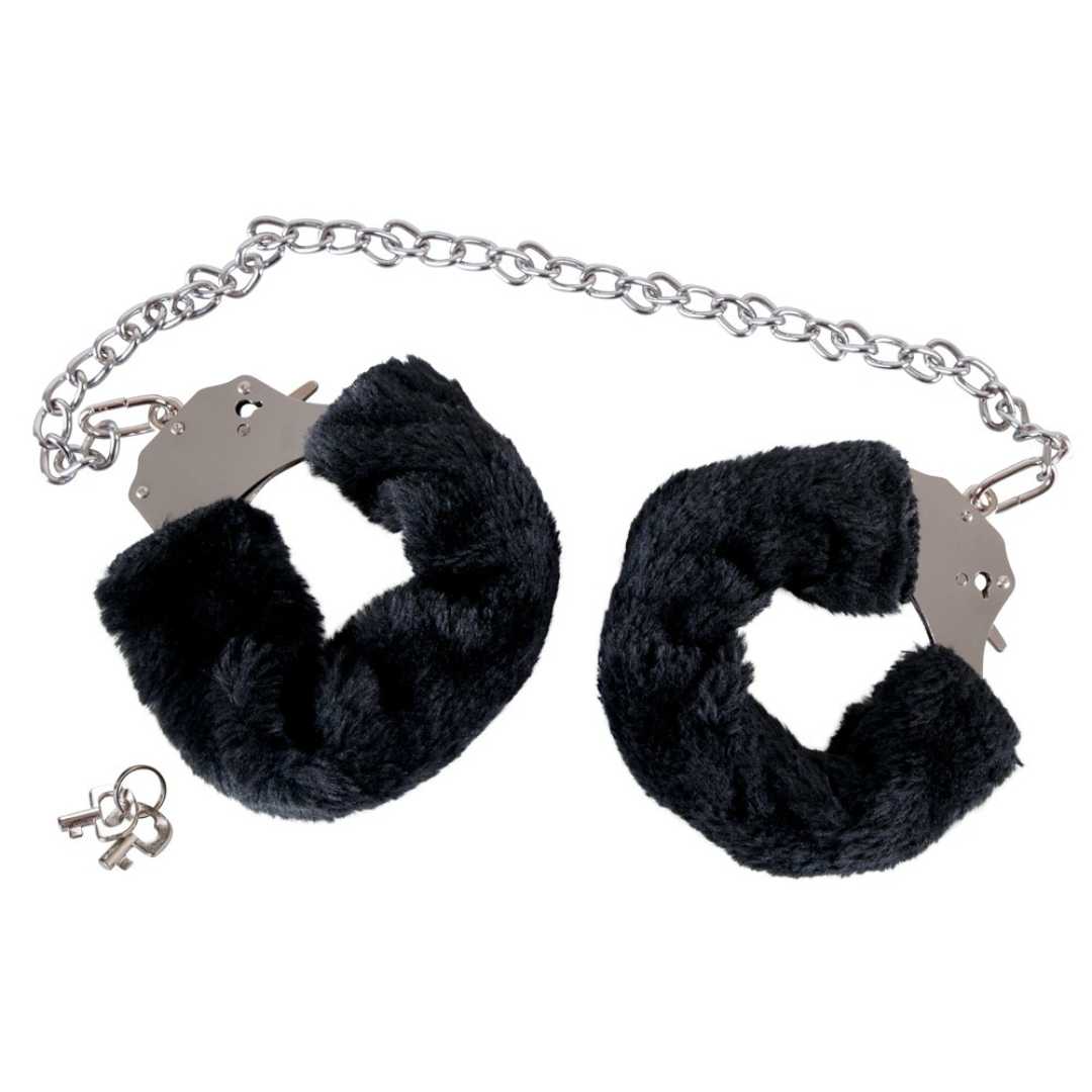 Handschellen „the bigger handcuffs“ mit Plüsch und langer Kette