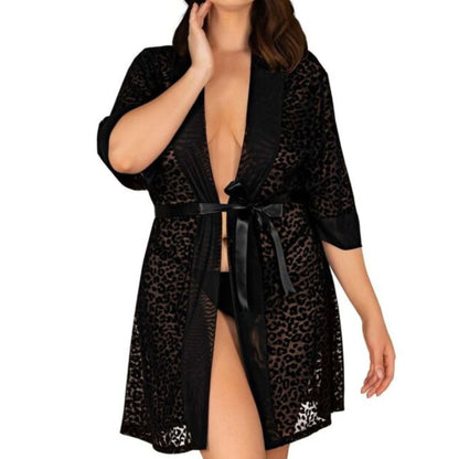 Peignoir mit Samt-Leoparden-Print-Muster - OH MY! FANTASY