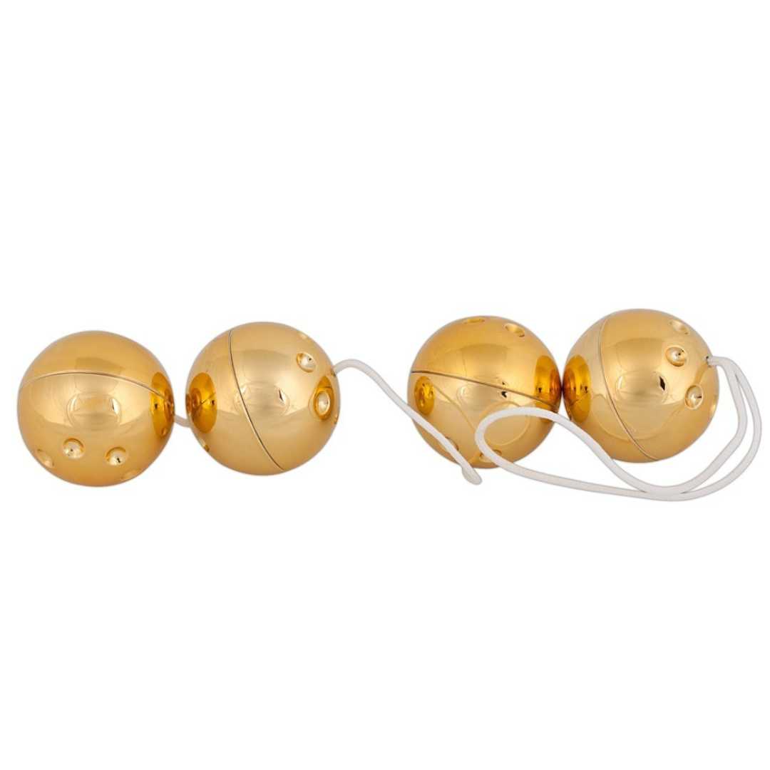 "Lustkugelkette" aus 4 Liebeskugeln mit 24karätiger Goldauflage