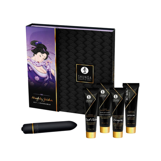 "Naughty Geisha" Luxus-Set mit Vibrator, Gleitgel, Stimulationscreme OH MY! FANTASY