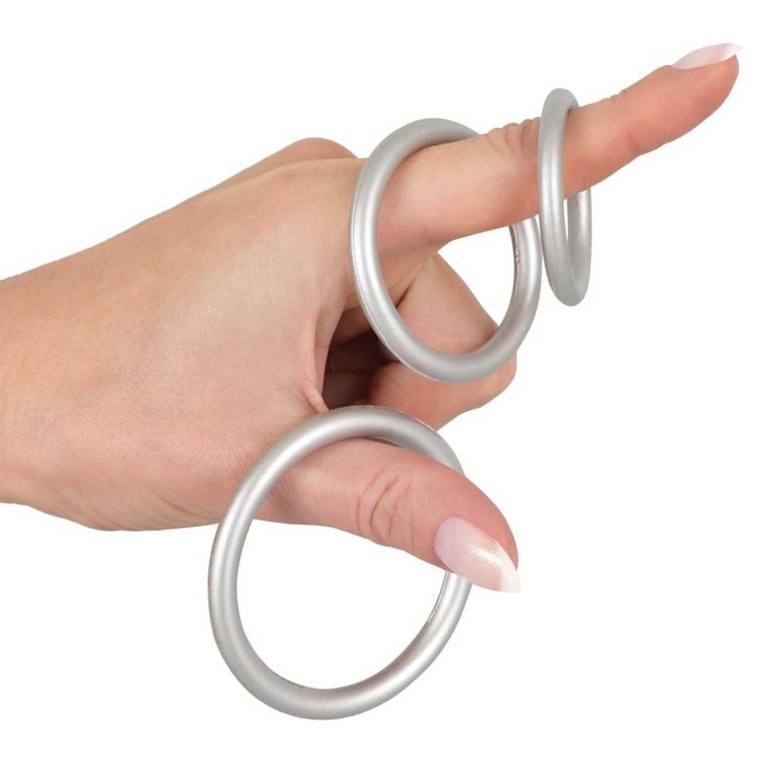 3-teiliges Penisring-Set „Metallic Silicone Cock Ring Set“