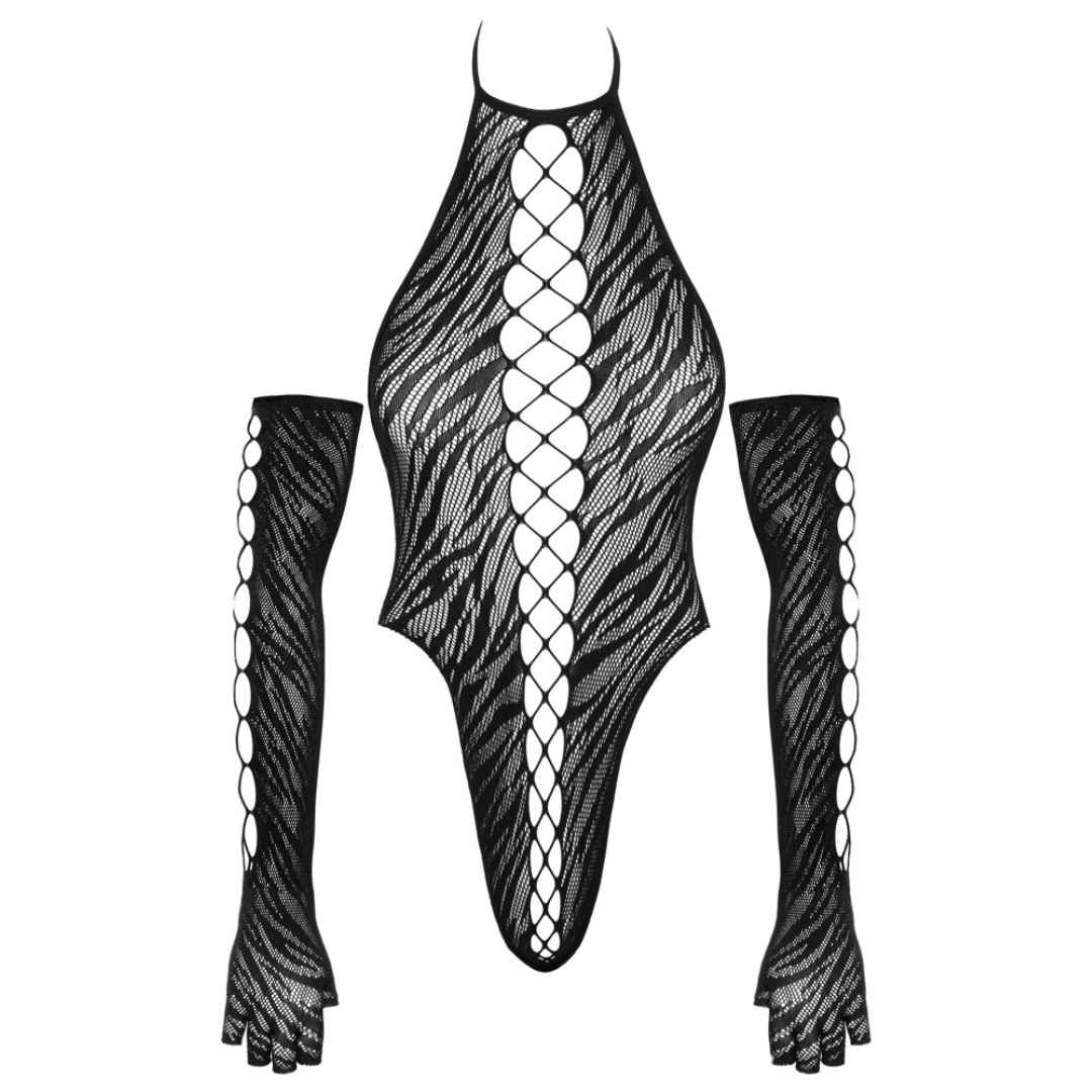 Riobody Ouvert Mit Langen Handschuhen In Schwarz