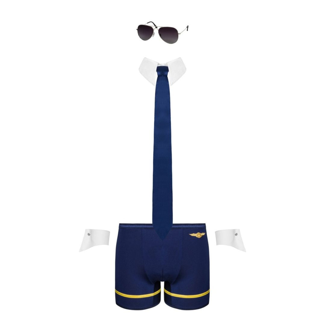  4-teiliges Kostüm-Set „Pilotman“ mit Sonnenbrille