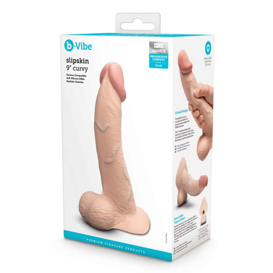 Slipskin Curvy Gebogener Naturdildo mit Hoden