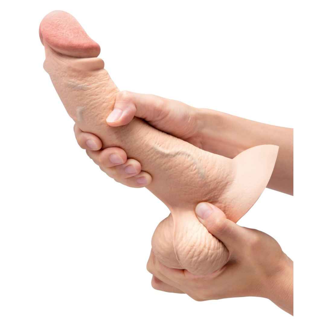 Slipskin Curvy Gebogener Naturdildo mit Hoden