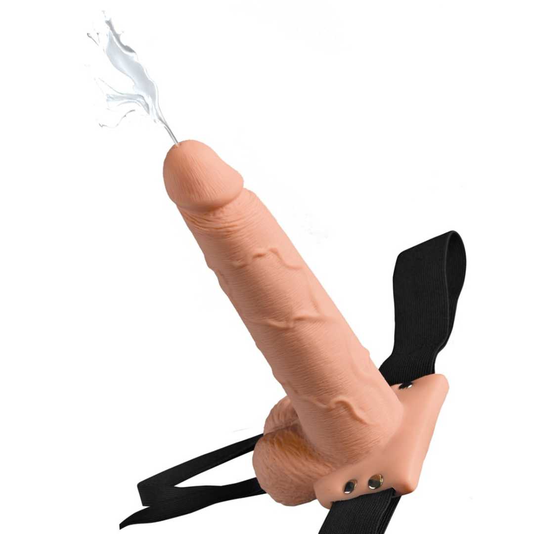 Umschnalldildo "7,6 " Hollow Strap-on Squirting" mit Spritzfunktion