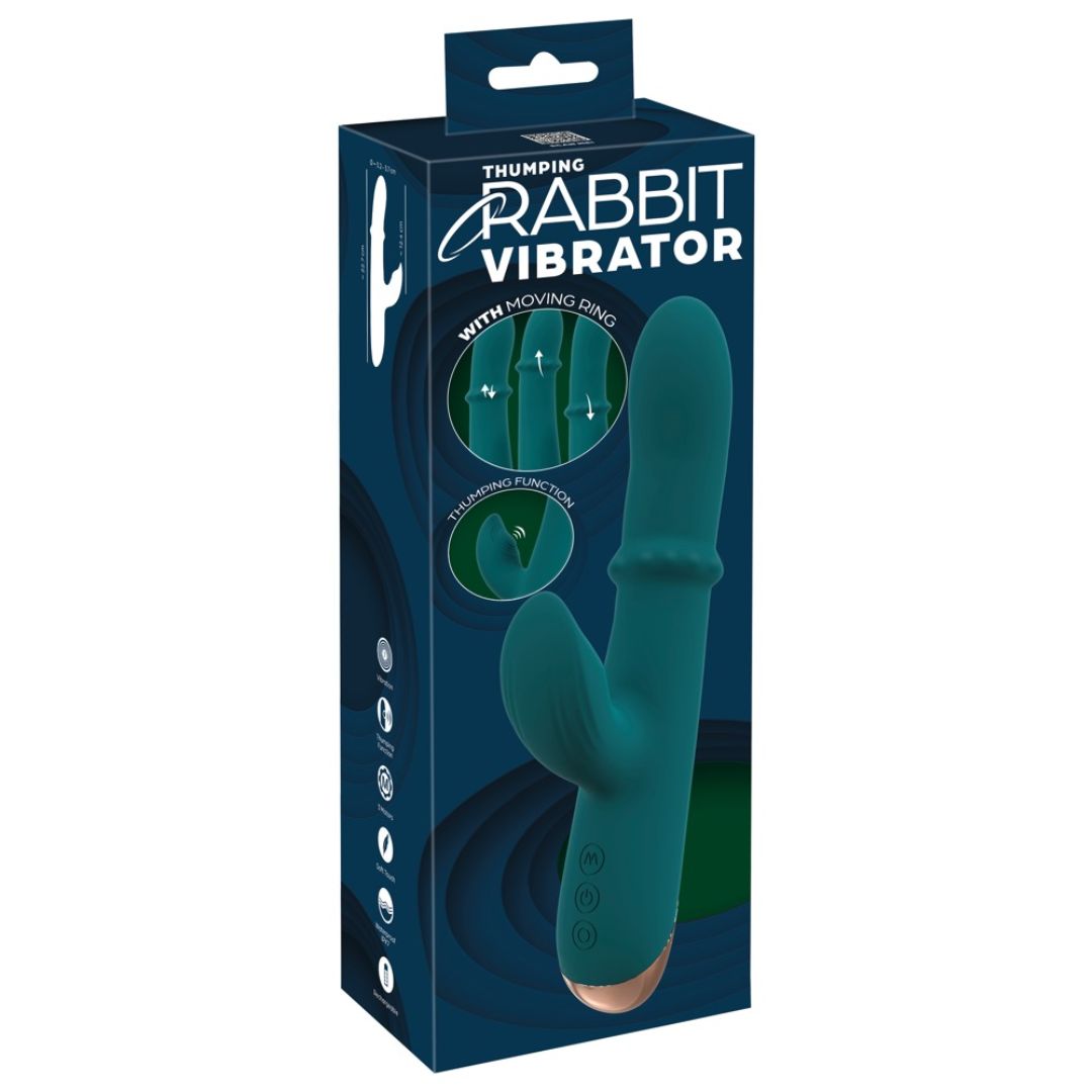 Rabbitvibrator mit Massagering & Klopf-Funktion