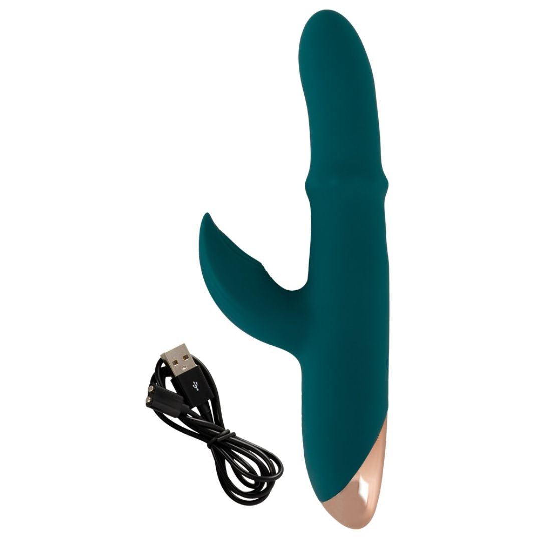 Rabbitvibrator mit Massagering & Klopf-Funktion