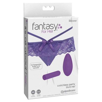 Unterwäsche mit ferngesteuertem Vibrator: Crotchless Petite Panty Thrill-Her