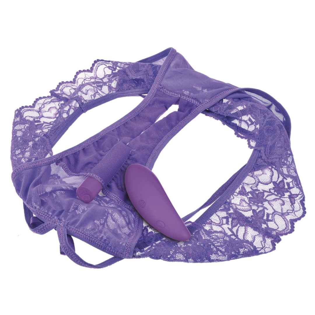 Unterwäsche mit ferngesteuertem Vibrator: Crotchless Petite Panty Thrill-Her