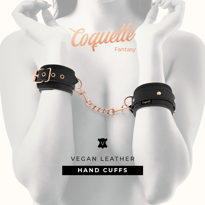Coquette - Fantasy-Handschellen aus veganem Leder mit Nopren-Futter