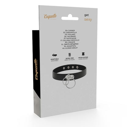 Coquette - Doppelring-Halsband aus veganem Leder
