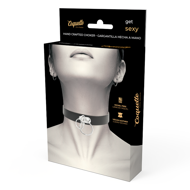 Coquette - Doppelring-Halsband aus veganem Leder