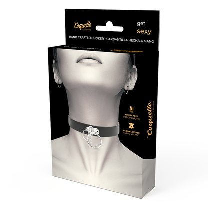 Coquette - Doppelring-Halsband aus veganem Leder