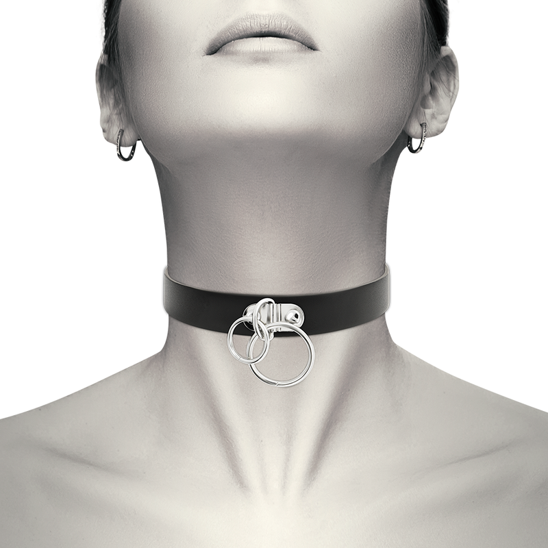 Coquette - Doppelring-Halsband aus veganem Leder