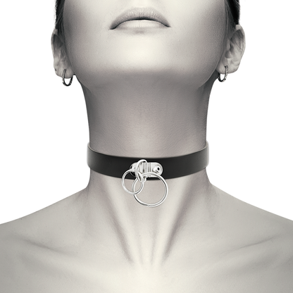 Coquette - Doppelring-Halsband aus veganem Leder