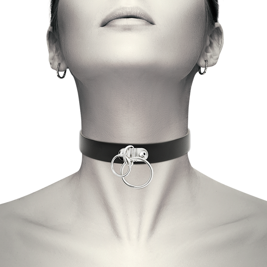 Coquette - Doppelring-Halsband aus veganem Leder