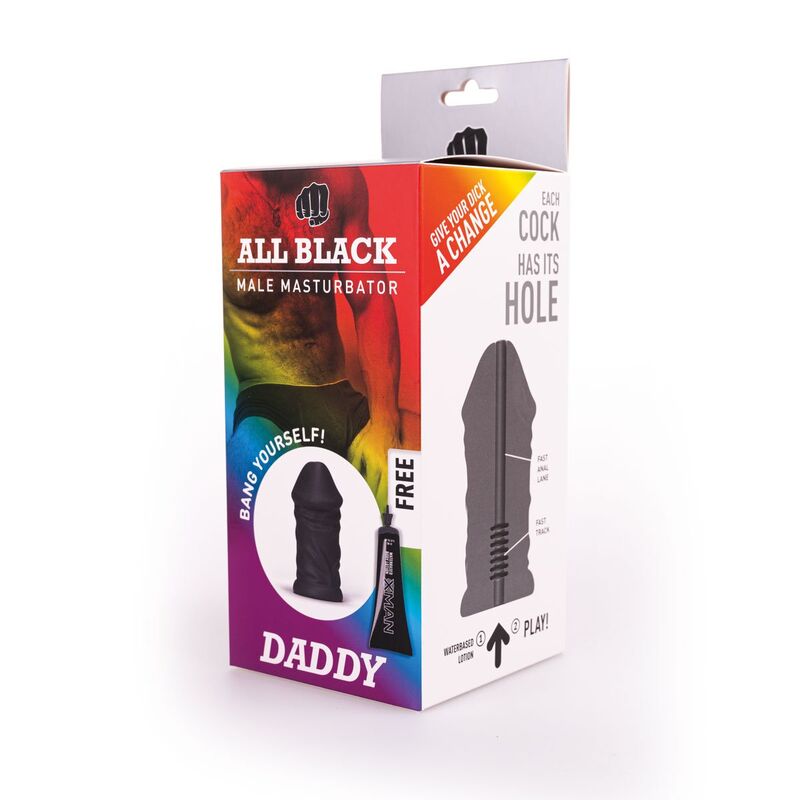 All Black - Realistischer Masurbator mit strukturierter Innenkammer