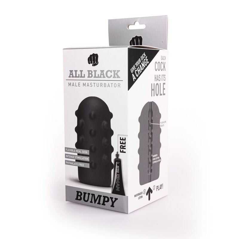 All Black - Realistischer Vibrator mit genoppter Struktur