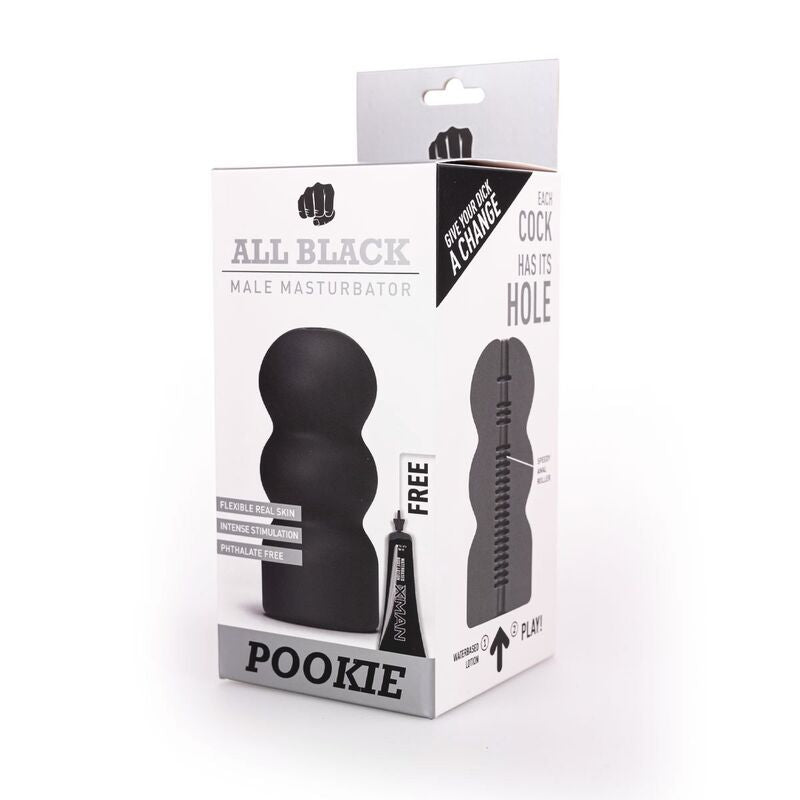 All Black - Realistischer Masturbator mit strukturierter Innenkammer