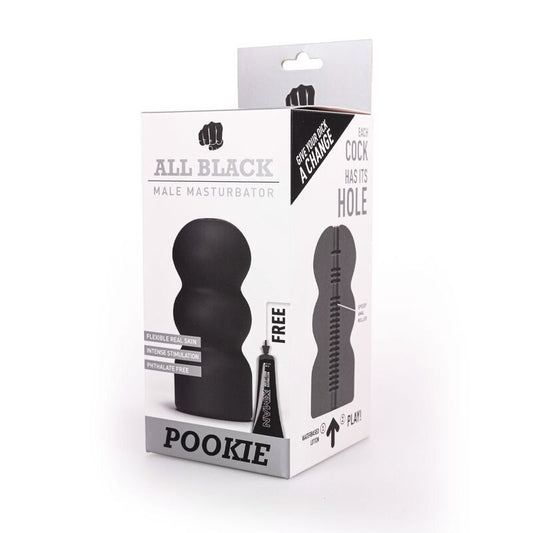 All Black - Realistischer Masturbator mit strukturierter Innenkammer