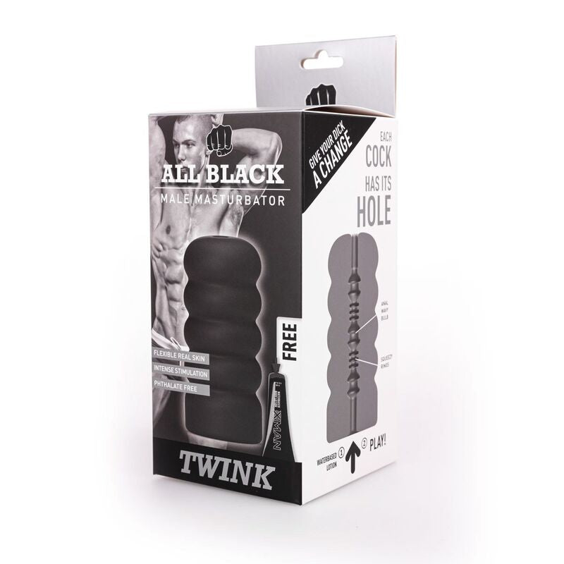 All Black - Spiralstruktur-Masturbator mit ergonomischem Griff