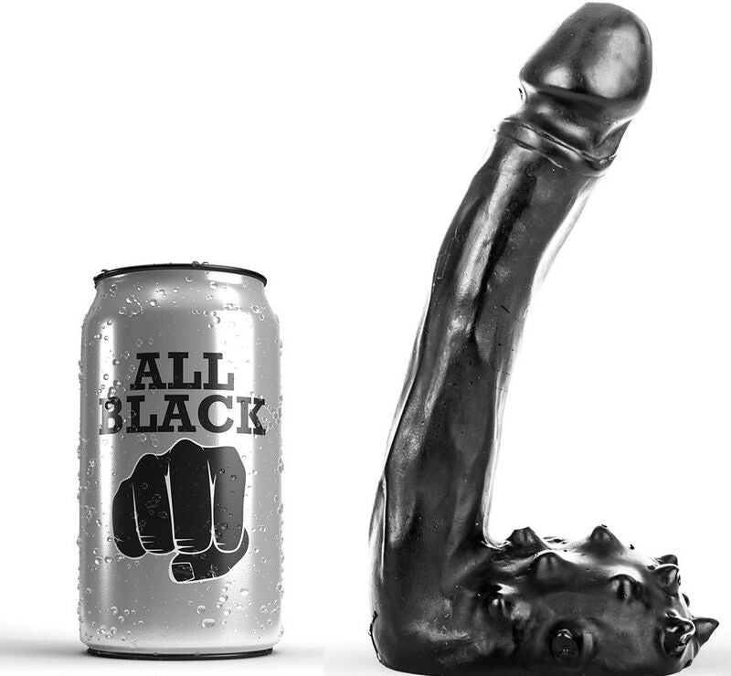 All Black - Schlanker Dildo mit strukturierter Basis