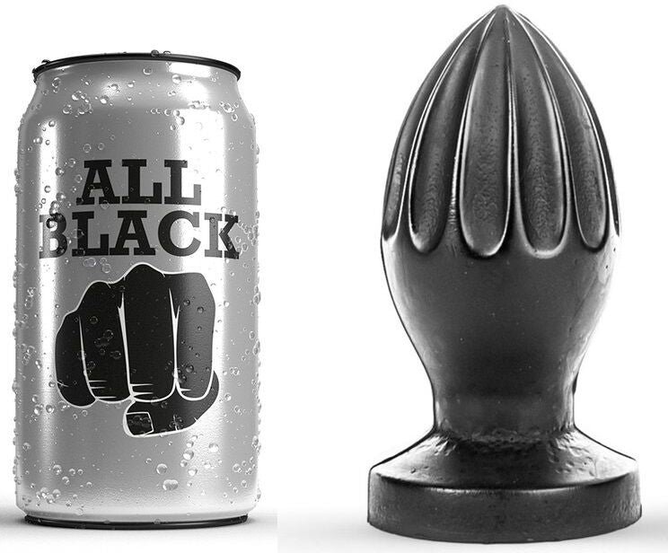 All Black - Buttplug mit tiefen Rillen und glatter Oberfläche