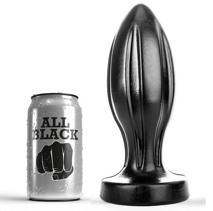 All Black - Glatter Analplug mit tiefen Rillen