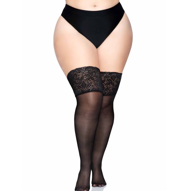 Leg Avenue - Selbstklebende Strumpfhose mit breiter Spitze