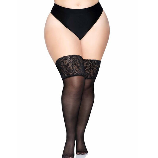 Leg Avenue - Selbstklebende Strumpfhose mit breiter Spitze