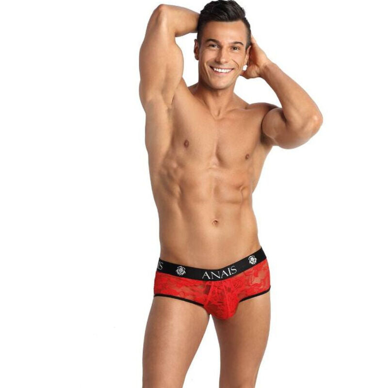 Anais Men - Brave - Herren-Jock Brief mit roter floraler Spitze