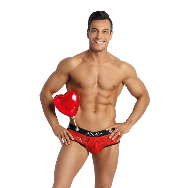 Anais Men - Brave - Herren-Jock Brief mit roter floraler Spitze