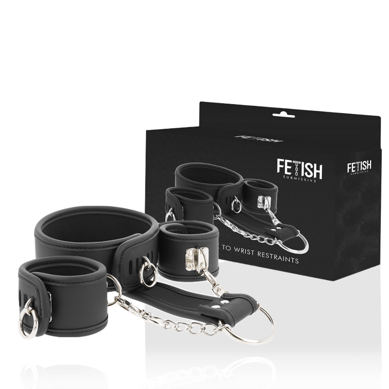 Fetish Submissive - Halskette und Handschellen aus veganem Leder