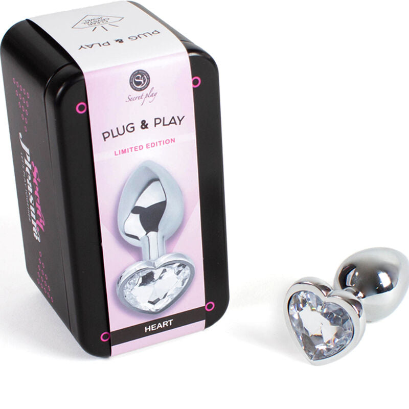 Secretplay - Butt Plug Aus Metall, Klares Kristallherz, Kleine Größe