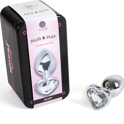 Secretplay - Butt Plug Aus Metall, Klares Kristallherz, Kleine Größe